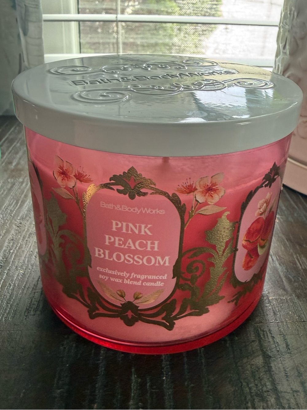 NWT- Bath & Body Works Pink Peach Blossom Scented Candle - Pink